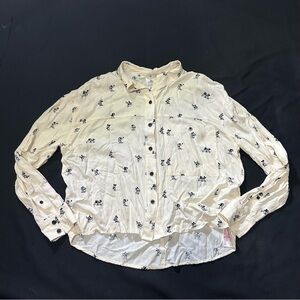 Disney Cream and Black Floral Button-Up Shirt